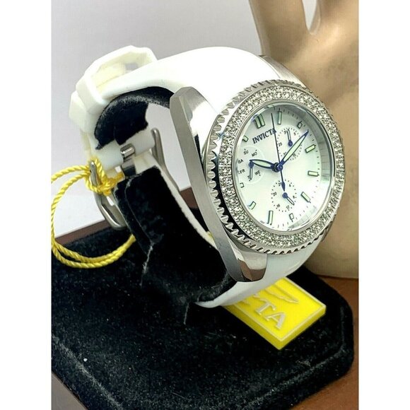 Invicta Women\'s Watch 28486 Angel 38mm White Dial Crystals Accent Rubber Strap main image 6